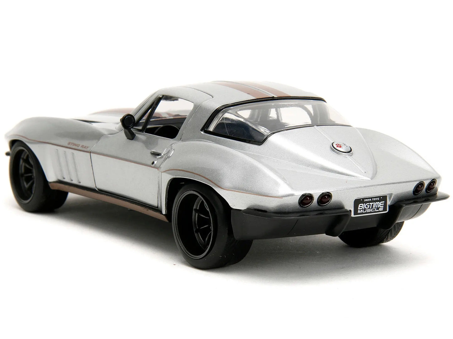 1966 Chevrolet Corvette Silver Metallic with Bronze Stripes "Bigtime Muscle" Series 1/24 Diecast Model Car by Jada - Egypt Seller