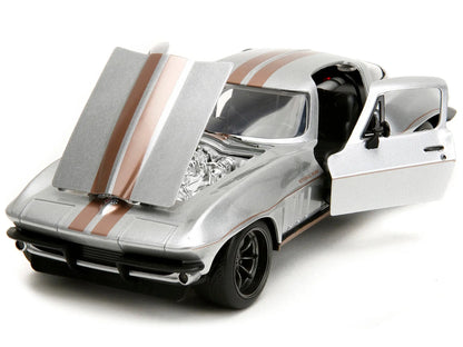 1966 Chevrolet Corvette Silver Metallic with Bronze Stripes "Bigtime Muscle" Series 1/24 Diecast Model Car by Jada - Egypt Seller