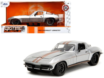 1966 Chevrolet Corvette Silver Metallic with Bronze Stripes "Bigtime Muscle" Series 1/24 Diecast Model Car by Jada - Egypt Seller
