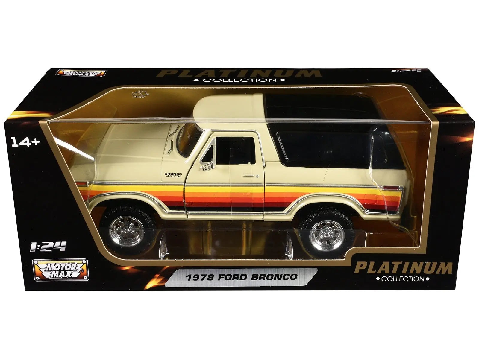 1978 Ford Bronco Custom Cream with Stripes and Black Top "Platinum Collection" Series 1/24 Diecast Model Car by Motormax - Egypt Seller