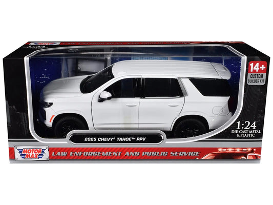 2025 Chevrolet Tahoe PPV White "Custom Builder's Kit - Law Enforcement and Public Service" Series 1/24 Diecast Model Car by Motormax - Egypt Seller