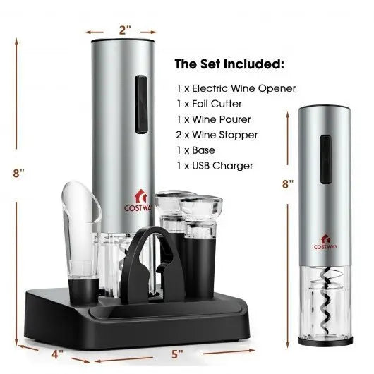 6 - in - 1 Electric Wine Bottle Opener Set with Foil Cutter - Egypt Seller
