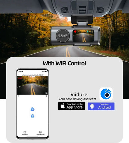 Dash Cam 4K UHD Recording Car Camera DVR Night Vision Video Recorder Built - In Wi - Fi Support GPS 24H Parking - Egypt Seller