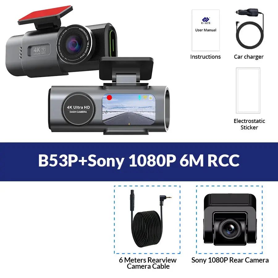 Dash Cam 4K UHD Recording Car Camera DVR Night Vision Video Recorder Built - In Wi - Fi Support GPS 24H Parking - Egypt Seller