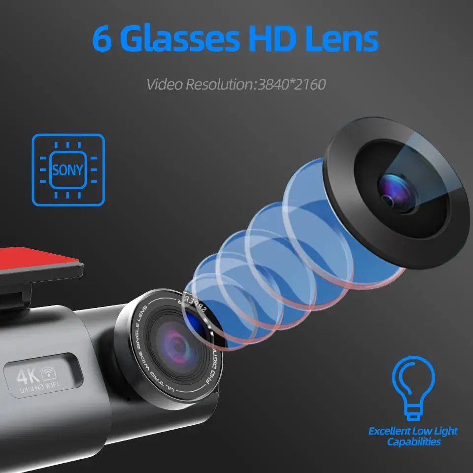 Dash Cam 4K UHD Recording Car Camera DVR Night Vision Video Recorder Built - In Wi - Fi Support GPS 24H Parking - Egypt Seller