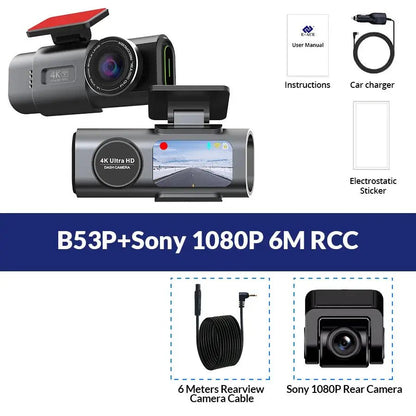 Dash Cam 4K UHD Recording Car Camera DVR Night Vision Video Recorder Built - In Wi - Fi Support GPS 24H Parking - Egypt Seller
