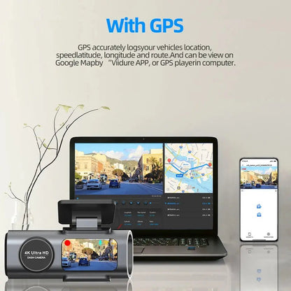 Dash Cam 4K UHD Recording Car Camera DVR Night Vision Video Recorder Built - In Wi - Fi Support GPS 24H Parking - Egypt Seller