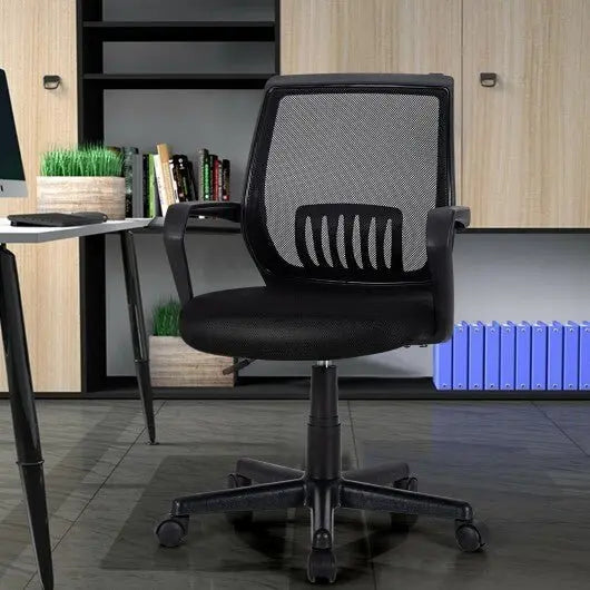 Mid - Back Mesh Height Adjustable Executive Chair with Lumbar Support - Color: Black - Egypt Seller