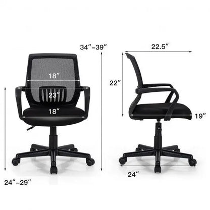 Mid - Back Mesh Height Adjustable Executive Chair with Lumbar Support - Color: Black - Egypt Seller