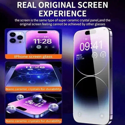 Oleophobic Coating Dust Free Easy Installation Screen Protector For iPhone 14 11 13 12 15 Pro Max Mini XS X XR 15 16 Plus Glass - Egypt Seller
