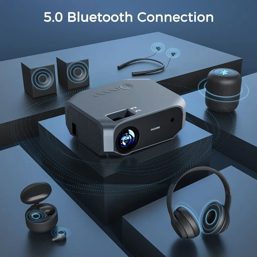 Projector with 5G WiFi and Bluetooth, 10000L Native 1080P Portable Outdoor Video Projector 4K Supported, Home Theater Movie Projector with Screen for Phone/PC/TV Stick/PS5(FBA???,?????) - Egypt Seller