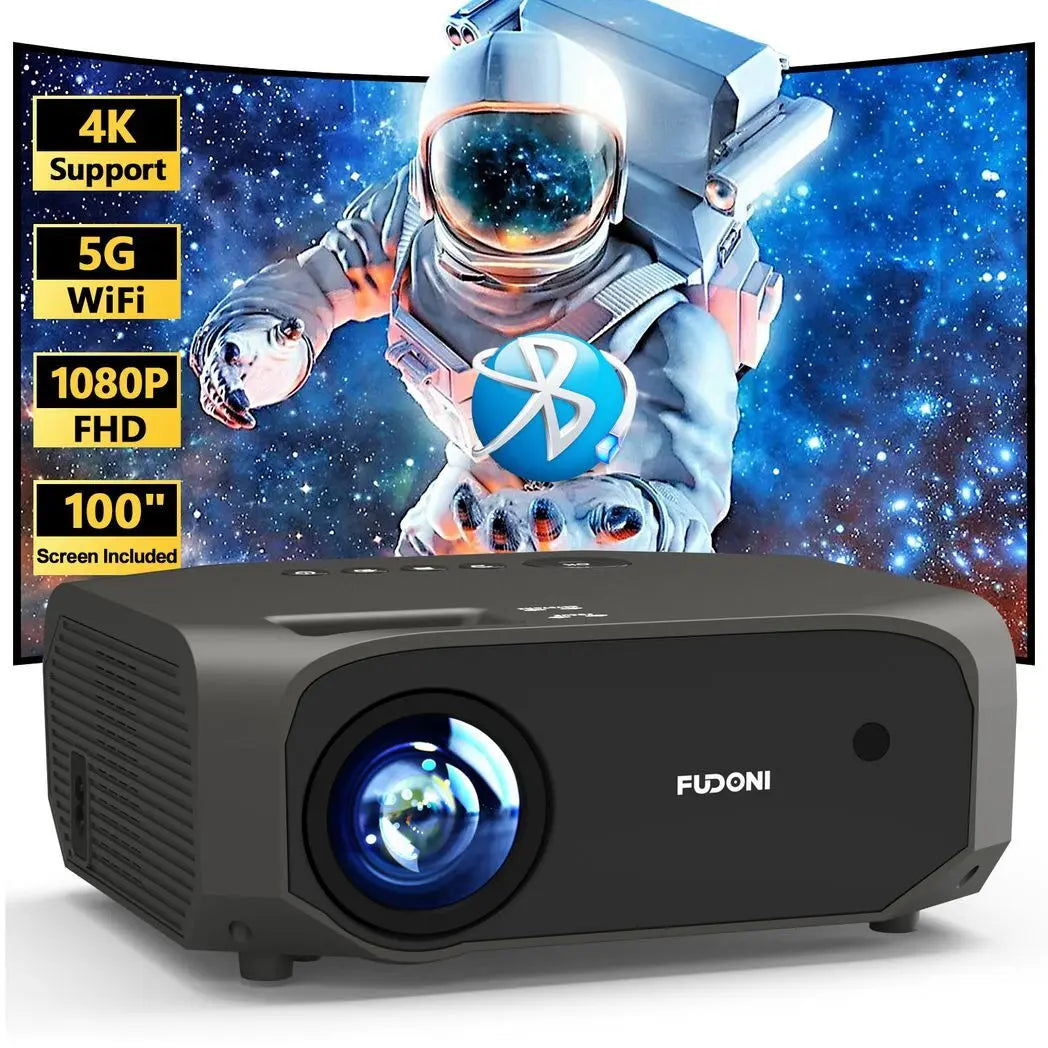 Projector with 5G WiFi and Bluetooth, 10000L Native 1080P Portable Outdoor Video Projector 4K Supported, Home Theater Movie Projector with Screen for Phone/PC/TV Stick/PS5(FBA???,?????) - Egypt Seller