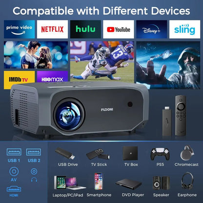 Projector with 5G WiFi and Bluetooth, 10000L Native 1080P Portable Outdoor Video Projector 4K Supported, Home Theater Movie Projector with Screen for Phone/PC/TV Stick/PS5(FBA???,?????) - Egypt Seller
