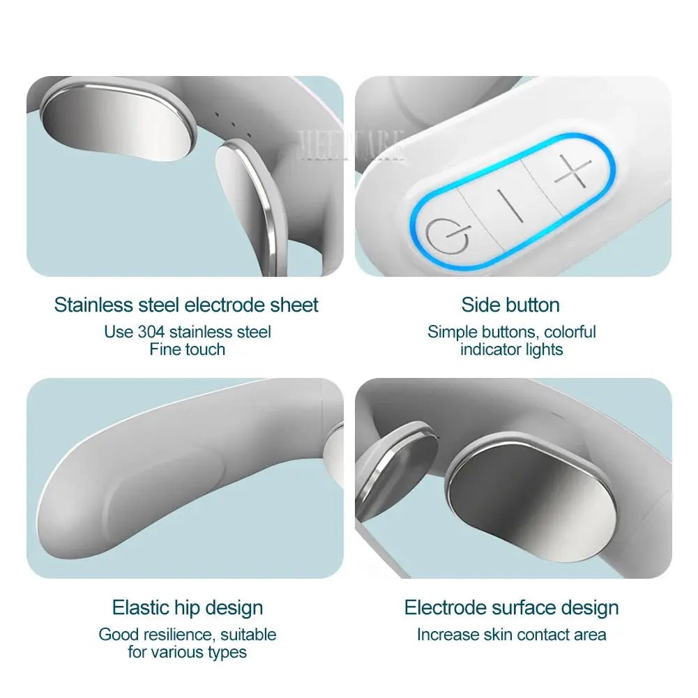 Pulse Neck Massager Electric Smart EMS Cervical Massagers TENS Pain Relief Relaxation Muscle Kneading Massage - Egypt Seller