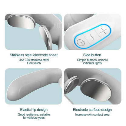 Pulse Neck Massager Electric Smart EMS Cervical Massagers TENS Pain Relief Relaxation Muscle Kneading Massage - Egypt Seller