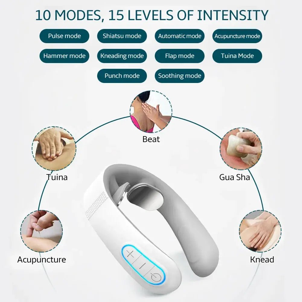 Pulse Neck Massager Electric Smart EMS Cervical Massagers TENS Pain Relief Relaxation Muscle Kneading Massage - Egypt Seller