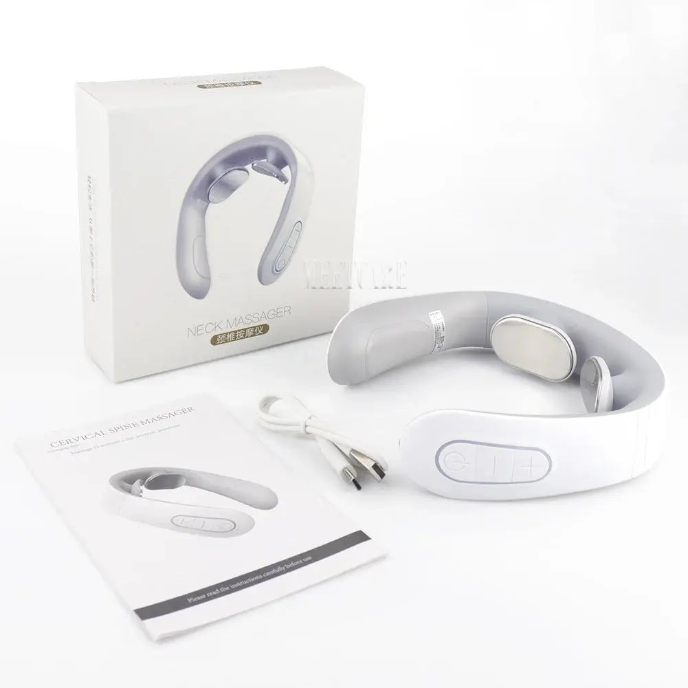 Pulse Neck Massager Electric Smart EMS Cervical Massagers TENS Pain Relief Relaxation Muscle Kneading Massage - Egypt Seller