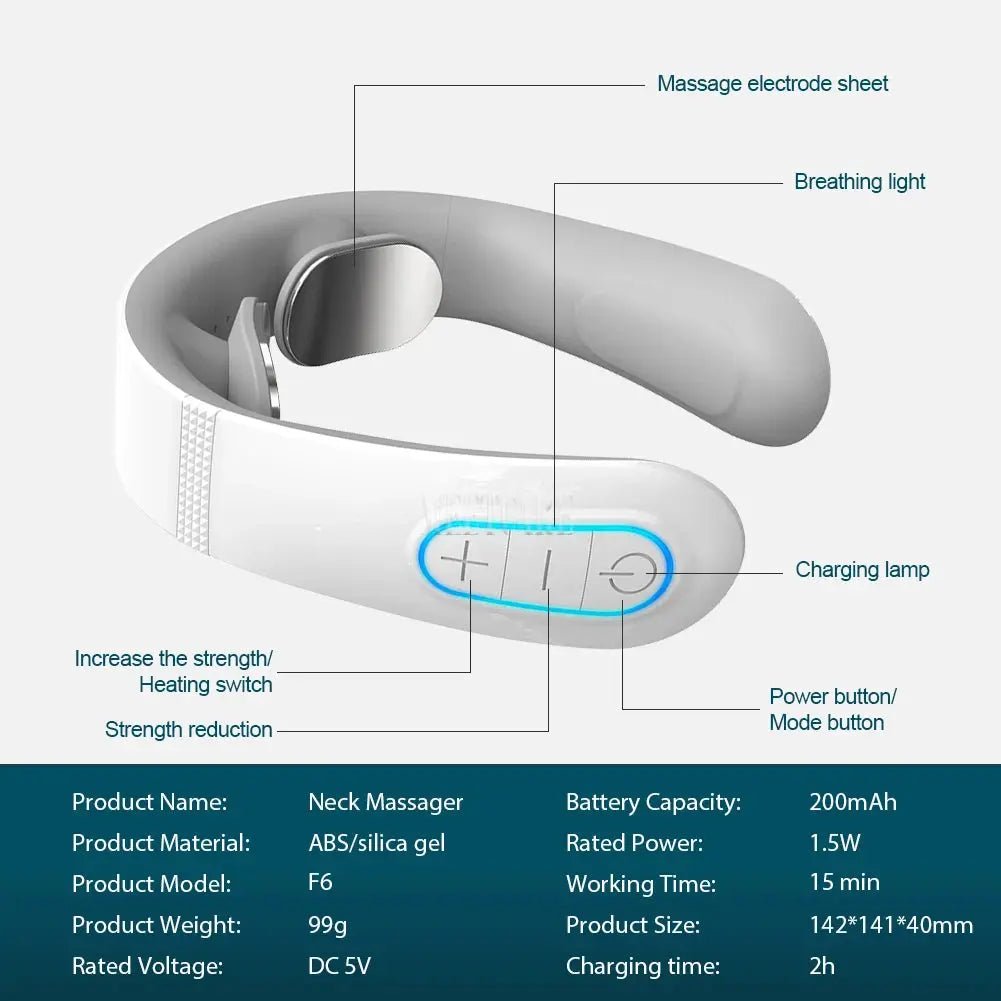 Pulse Neck Massager Electric Smart EMS Cervical Massagers TENS Pain Relief Relaxation Muscle Kneading Massage - Egypt Seller