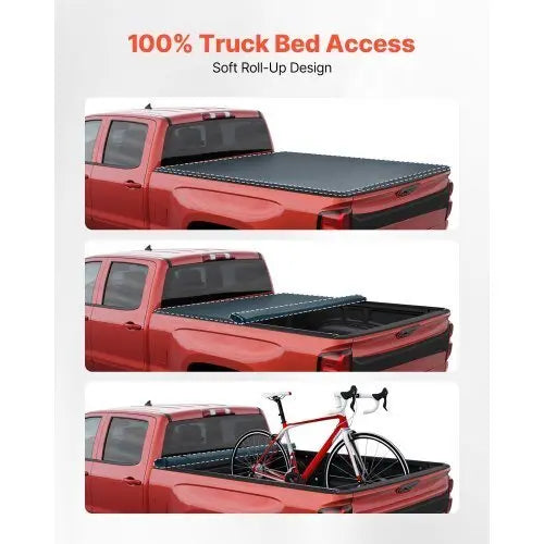 Soft Roll - Up Truck Bed Tonneau Cover, Compatible with 2020 - 2025 Chevy Silverado/GMC Sierra 2500 3500 HD, Fits 6.9 ft (6 ft 10 in/82 in) Bed, PVC Tonneau Cover with Aluminum Alloy Support Bars - Egypt Seller