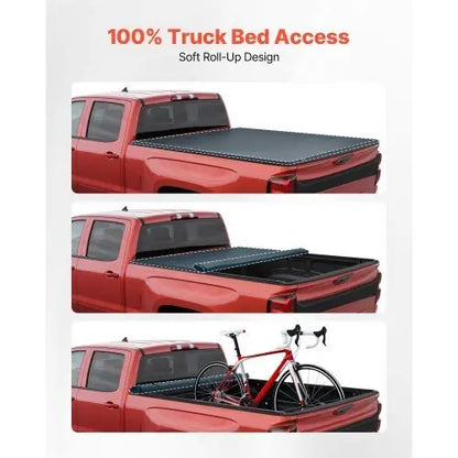 Soft Roll - Up Truck Bed Tonneau Cover, Compatible with 2020 - 2025 Chevy Silverado/GMC Sierra 2500 3500 HD, Fits 6.9 ft (6 ft 10 in/82 in) Bed, PVC Tonneau Cover with Aluminum Alloy Support Bars - Egypt Seller