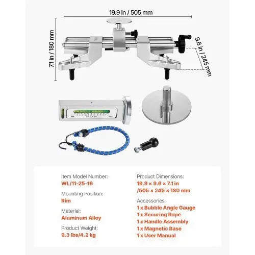 Wheel Clamp & Magnetic Adapter, 1 PCS Aluminum Alloy Wheel Alignment Tool for Precise Camber Gauge, Fits 11 - 25 Inch Rims, Universal Magnetic Gauge Tire Repair Tool for Car Truck SUV Motorcycle - Egypt Seller