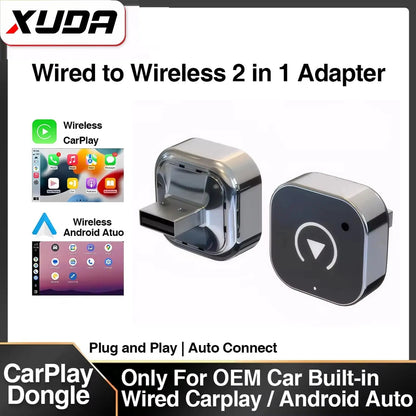 XUDA 2in1 Wireless CarPlay Adapter Android Auto AI Smart Box Car Intelligent Systems For VW Toyota Nissan Honda Ford Benz - Egypt Seller